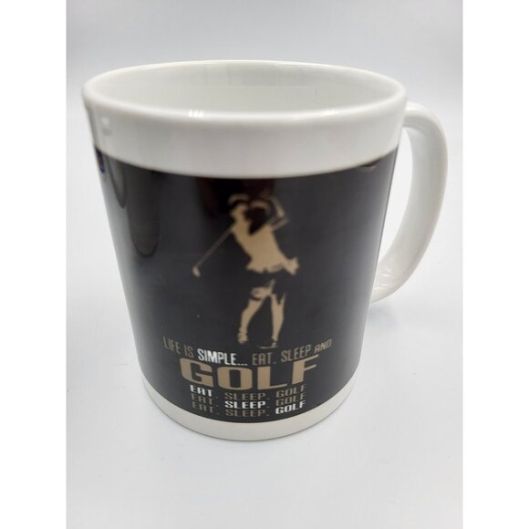Golf Mug Gift For Golfers Golf Coffee Mug "Life Is Simple Eat Sleep And Golf" - Picture 1 of 8
